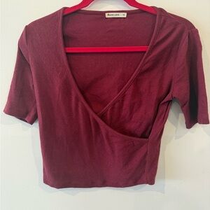 Marine Layer Deep Red Wrap Crop Top